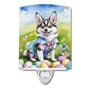 NEW Alaskan Klee Kai Easter Egg Hunt Ceramic Night Light Compact, UL-Certified, Ideal for Bedroom, Bathroom, Nursery, Hallway, Kitchen, 6x4x3