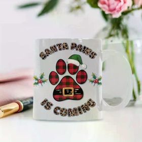 SANTA PAWS IS COMING, Coffee Dog Mug Tea Ceramic Gift Lover 11 Oz Funny Office Treat, 11oz White Mug with Double