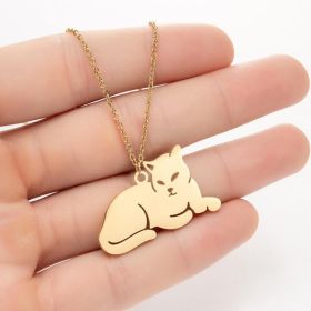 Ins Light Luxury Personality Cute Cartoon Animal Pendant Necklace (style: Gold, Color: Cat mi)