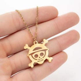 Ins Light Luxury Personality Cute Cartoon Animal Pendant Necklace (style: Gold, Color: Skull pirate)