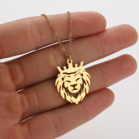 Ins Light Luxury Personality Cute Cartoon Animal Pendant Necklace (style: Gold, Color: Crown lion)