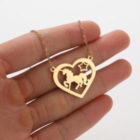 Ins Light Luxury Personality Cute Cartoon Animal Pendant Necklace (style: Gold, Color: Love star unicorn)