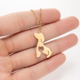 Ins Light Luxury Personality Cute Cartoon Animal Pendant Necklace (style: Gold, Color: Dog)