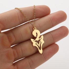 Ins Light Luxury Personality Cute Cartoon Animal Pendant Necklace (style: Gold, Color: Fox head1)