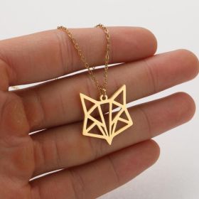 Ins Light Luxury Personality Cute Cartoon Animal Pendant Necklace (style: Gold, Color: Hollow fox head)