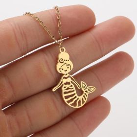 Ins Light Luxury Personality Cute Cartoon Animal Pendant Necklace (style: Gold, Color: Mermaid)