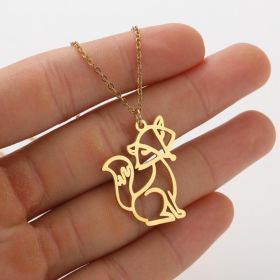 Ins Light Luxury Personality Cute Cartoon Animal Pendant Necklace (style: Gold, Color: Sly fox)