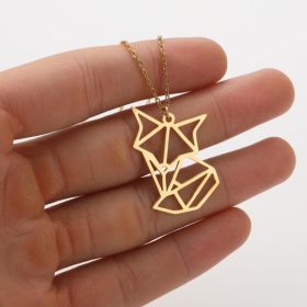 Ins Light Luxury Personality Cute Cartoon Animal Pendant Necklace (style: Gold, Color: Origami fox)