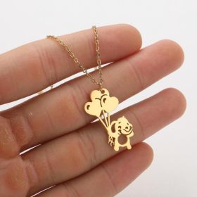 Ins Light Luxury Personality Cute Cartoon Animal Pendant Necklace (style: Gold, Color: Balloon elephant)