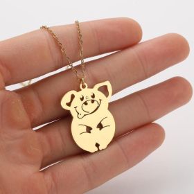Ins Light Luxury Personality Cute Cartoon Animal Pendant Necklace (style: Gold, Color: Cute pig)
