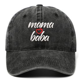 DAD MOM letter embroidered wash baseball cap outdoor sports wash cotton sunshade cap (colour: Mamababa black, size: One size fits all)