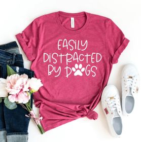 Easily Distracted By Dogs T-shirt (Primary Colour: Heather Ice Blue, size: 2XL)