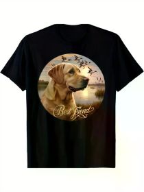 Best Friend Hunting Yellow Labrador Dog With Ducks And Geese T-Shirts, (Color: Black, size: L)