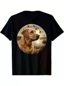 Best Friend Hunting Yellow Labrador Dog With Ducks And Geese T-Shirts, (Color: Black, size: M)