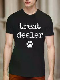 Dog Treat Dealer" Humorous Cotton T-Shirt for Dog Lovers - Perfect Gift for Men, Dad, Husband, Grandpa | Casual & Outdoor Wear | Sizes S-XXXL (Color: Black, size: L)
