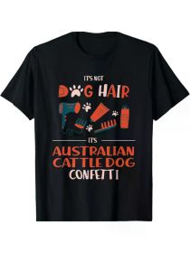 Men's Australian Cattle Dog Confetti Graphic T-Shirt, 100% Cotton, Casual Crew Neck, All-Season Knit Fabric, Regular Fit (Color: Black, size: S)