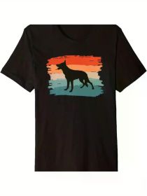 Men's Retro Australian Cattle Dog Graphic T-Shirt - Premium Cotton, Black with Vintage Design, Comfortable & Stylish for Casual Attire (Color: Black, size: M)