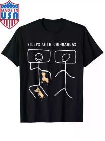[Everyday Casual] Funny 'Sleeps with Chihuahuas' Graphic T-Shirt - Soft Cotton, Short Sleeve, Round Neck, Casual Tee for Dog Lovers (Color: Black, size: XXXL)