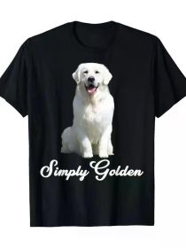 Men's 100% Cotton 'Simply Golden' Dog Graphic Tee - Casual Short Sleeve, Crew Neck T-Shirt in Black (Color: Black, size: XXL)