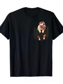 Funny English Bulldog In Your Pocket For Dogs Lovers T-Shirt (Color: Black, size: M)