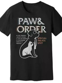 Paw & Order Special Training Dog & Cat Feline Unit Humor Print T-Shirt for Men & Women - Ultra-Soft 100% Cotton, Breathable (Color: Black, size: XXXL)